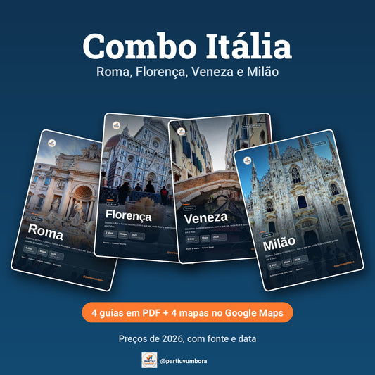 Combo Itália: Roma, Florença, Veneza e Milão, 10 dias sem gastar errado + 🎁 Bônus Google Maps