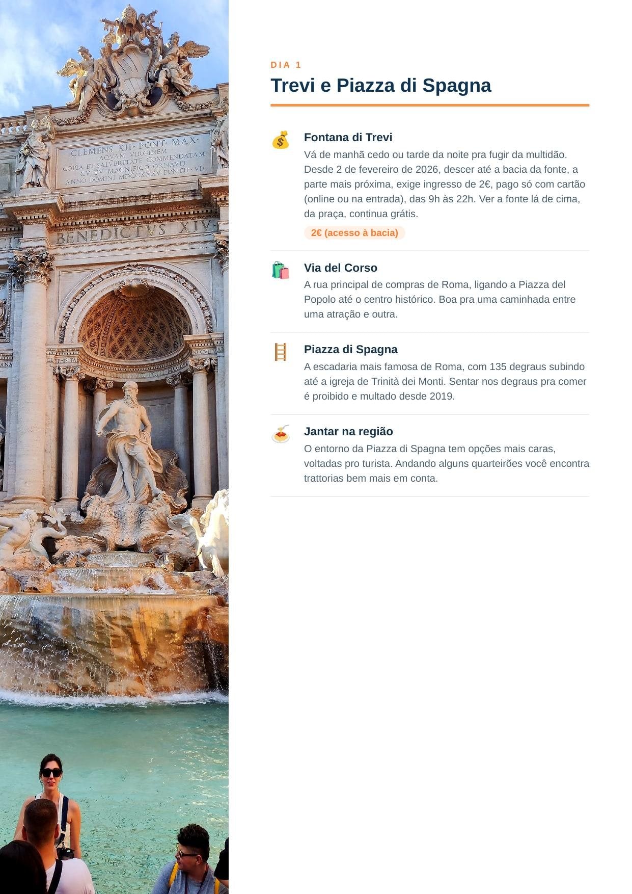 Página de um dia do roteiro de Roma